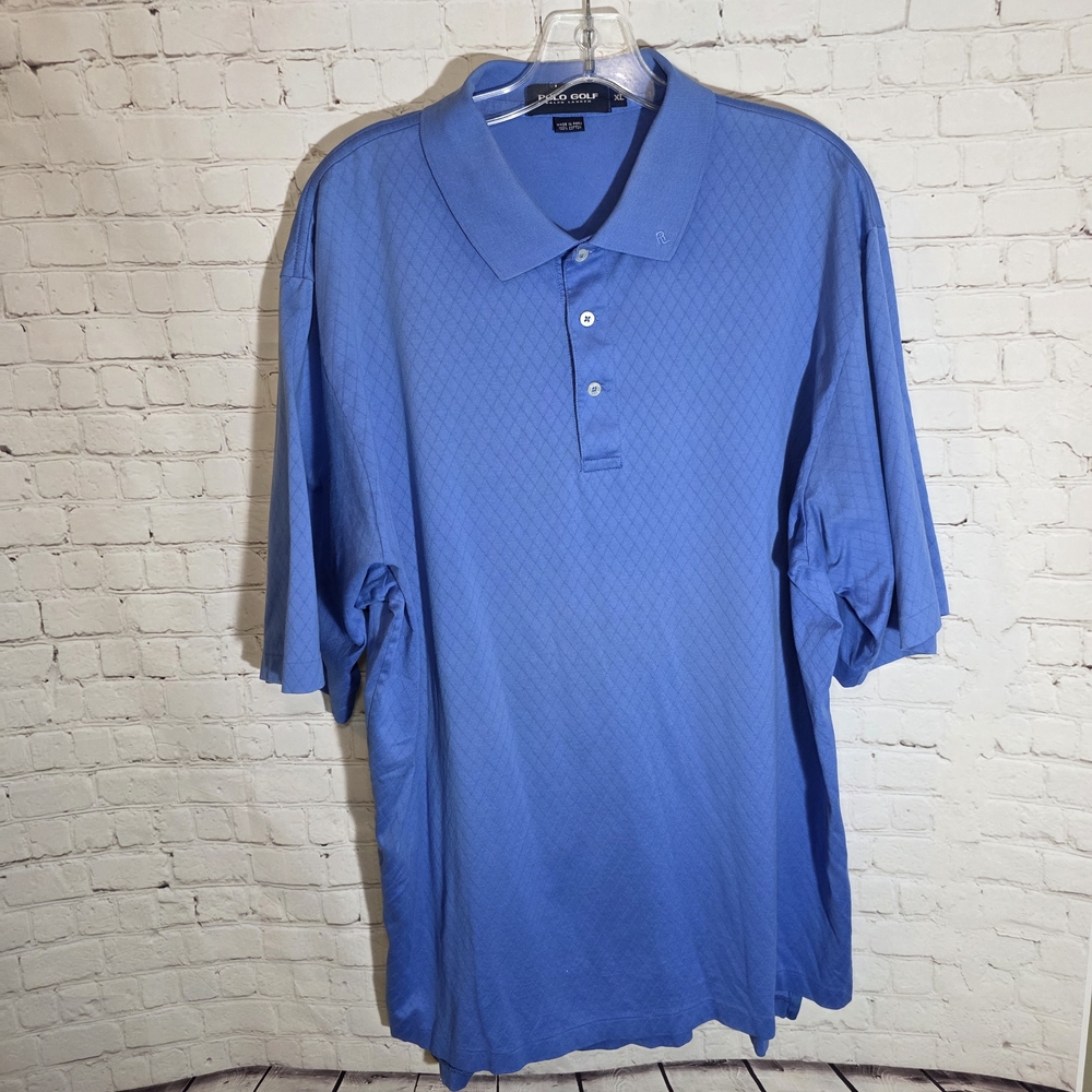 Polo Golf Ralph Lauren Blue Diamond‎ Knit Pima Cotton Polo Shirt XL